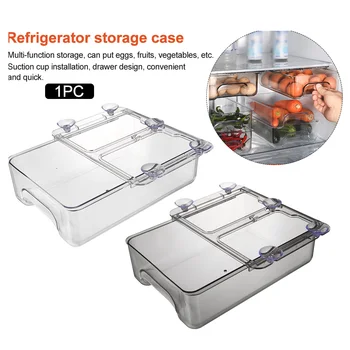 

Bin Refrigerator Fridge Drawer Organizer Eggs Suction Cup Container Rectangle Fresh Shelf Holder Pull Out Space Saving Kitchen