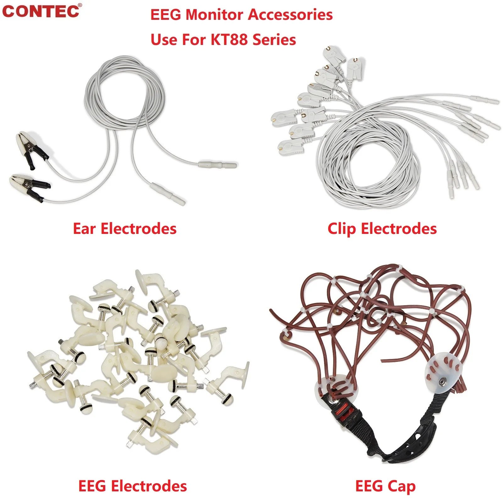 Accessories for CONTEC KT88 Series EEG Monitor Cap Ear Clip Electrodes Cable | Красота и здоровье