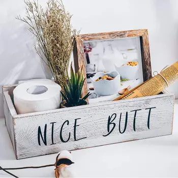 

Bathroom Storage Box Farmhouse Style Beautiful Classic Decor Wood Finishing Container For Paper Towel Sundries