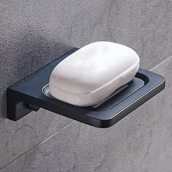 

Space Aluminum Black Soap Box Wall-Mounted Rack Bathroom Accessories Product Soap Dish Rack