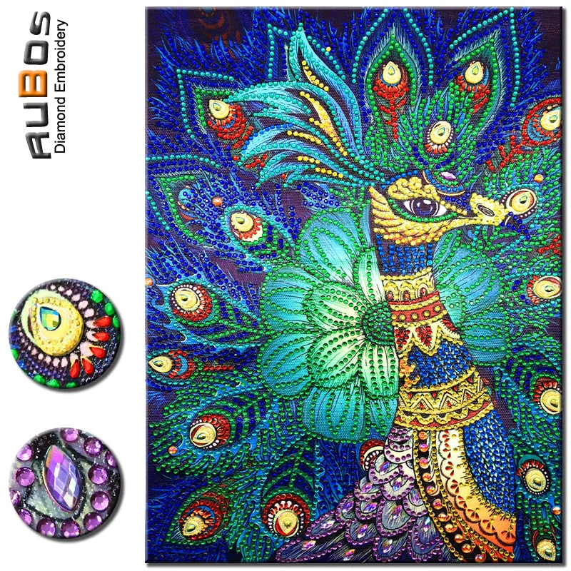 RUBOS DIY 5D Diamond Embroidery Blue Peacock Animal Bead Diamond Painting Rhinestone Picture Big 3D Pearl Mosaic Hobby New Sale (8)