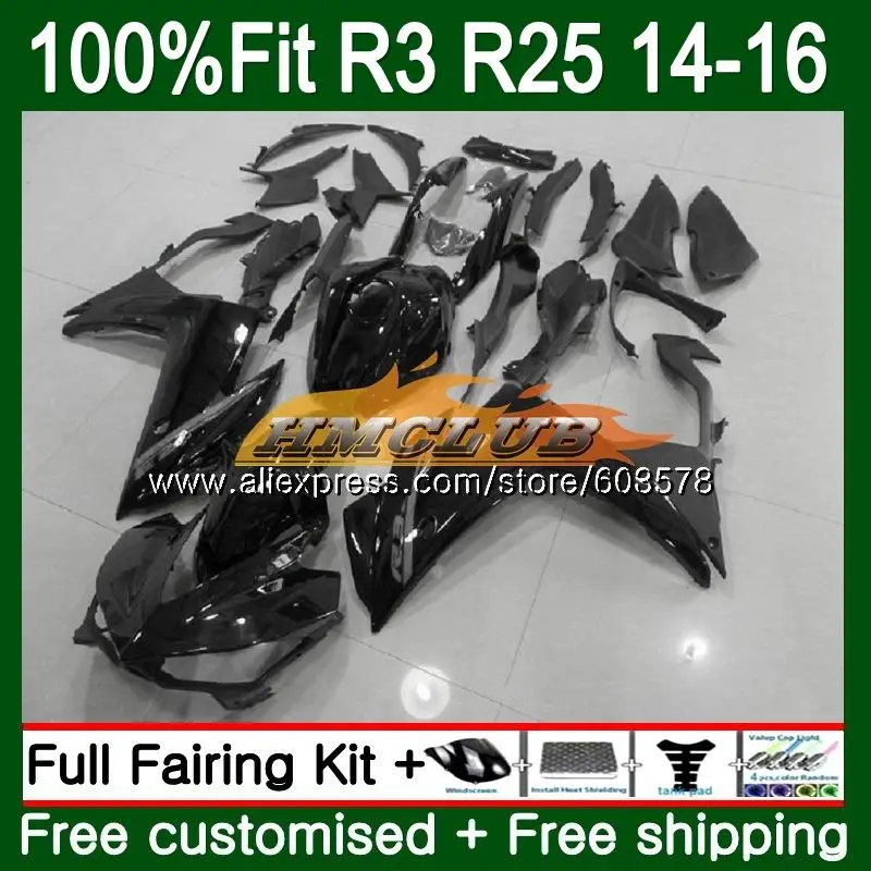 Инъекций для YAMAHA YZF R3 R25 YZFR25 63CL. 51 YZF-R3 YZF-R25 R 25 YZFR3 14, 15, 16, 17, обтекатель OEM Черный - Цвет: No. 1