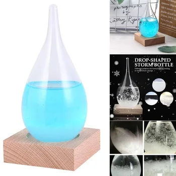 

Crystal Weather Forecast Bottle with Wooden Base Weather Predictor Desktop Decoration HKS99