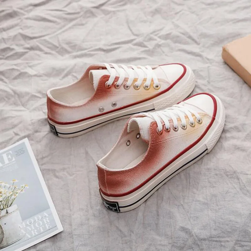 

Mixed Colors Summer Shoes Women White Yellow Pink Platform Sneakers Wild Casual Canvas Shoes