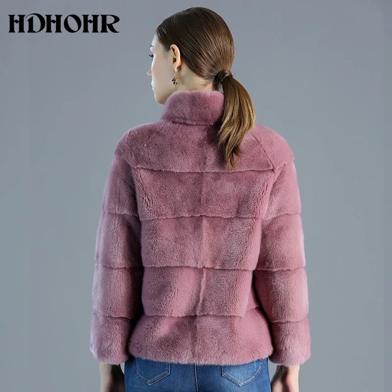HDHOHR новые пальто из натурального меха норки женские пальто из натурального меха для отдыха теплая зимняя короткая норковая Меховая куртка