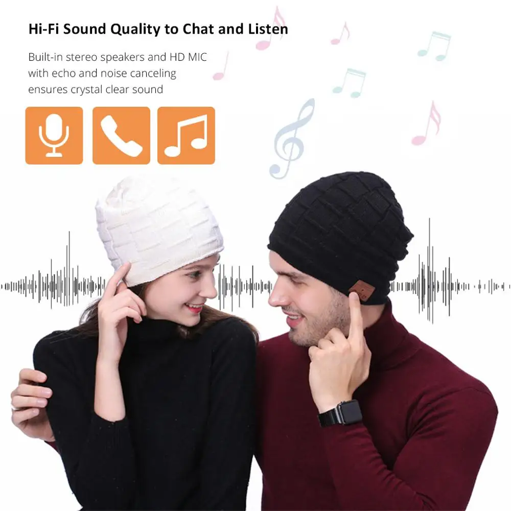 Bluetooth Headphones Wireless Earphone Beanie Hat Music Knitted Cap Sports Skiing Headset For Xiaomi 9 Redmi Note 7 Umidigi X F2