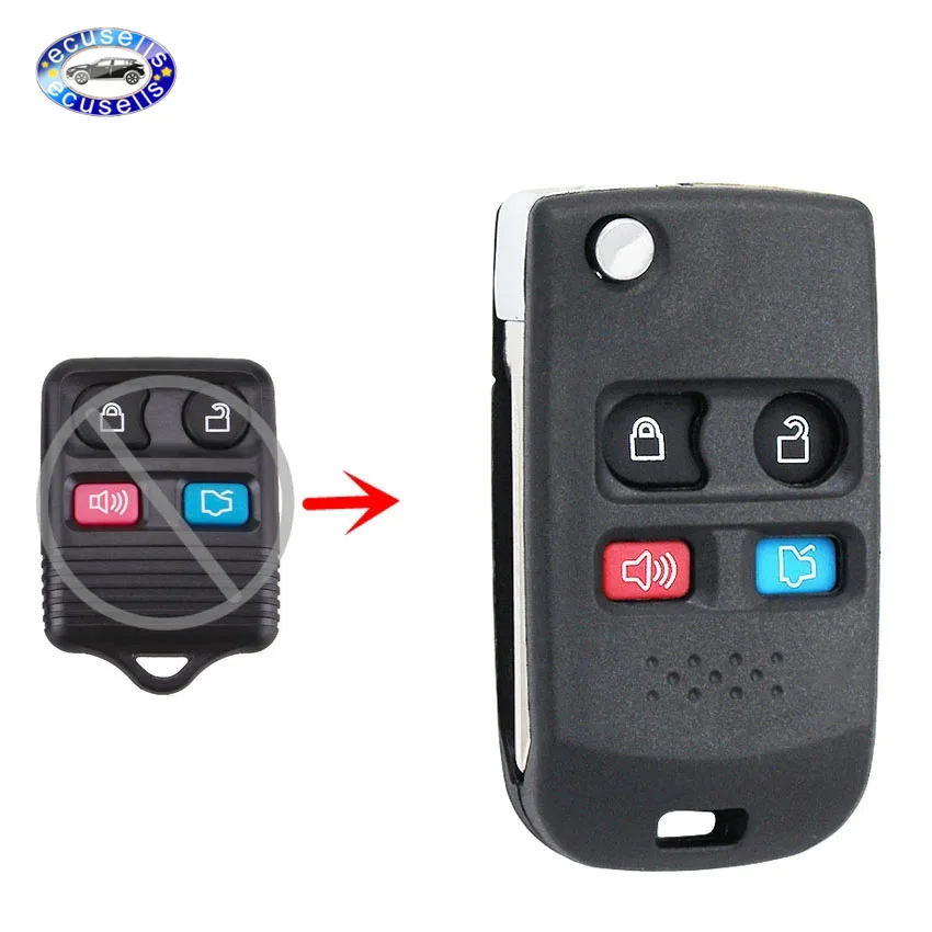 3+1/4 Button ModifIed Folding Fip Remote Key Shell Case fob For Ford Transit Connect Maverick uncut FO38 Blade | Автомобили и