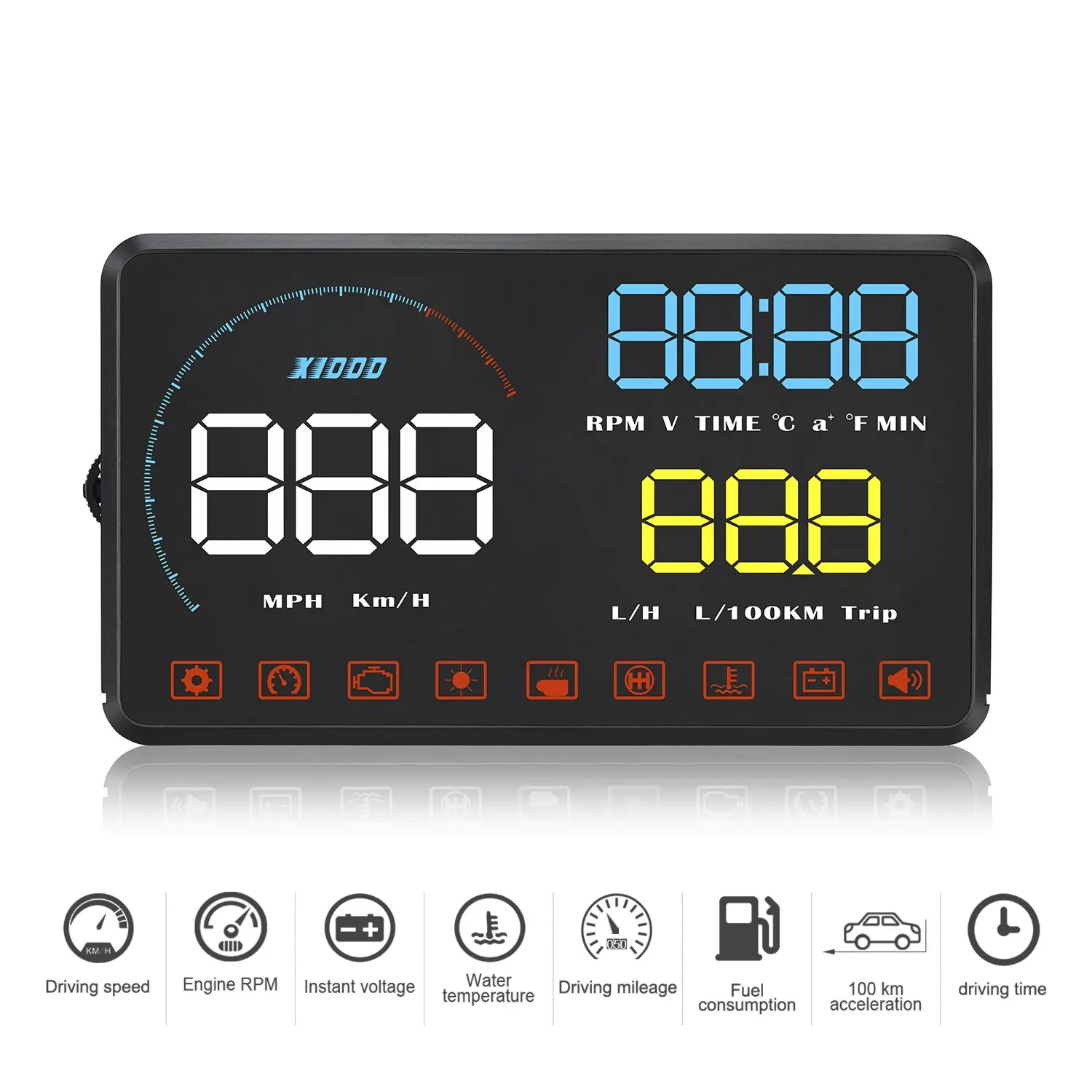 A9 с блендой на лобовое стекло, проектор OBD2 II EUOBD, автомобильный HUD Дисплей, система Предупреждение о превышении скорости, сигнализация напряжения DFDF