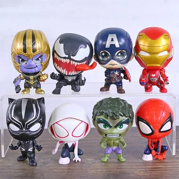 

Marvel Superheroes Spiderman Gwen Stacy Venom Thanos Hulk Captain America Iron Man Black Panther Action Figures Toys 8pcs/set