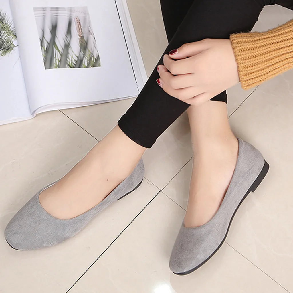 

Flat Shoes Women 2019 Solid Big Size Flats Women Casual Shoes Round Toe Slip On Loafers Women Flat Shoes