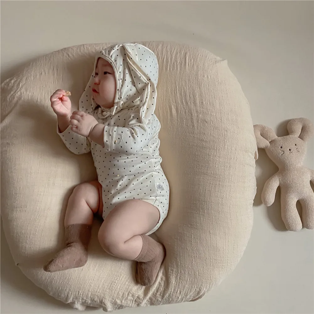 Cotton Baby Bodysuit and Jumper with Hat for Infants