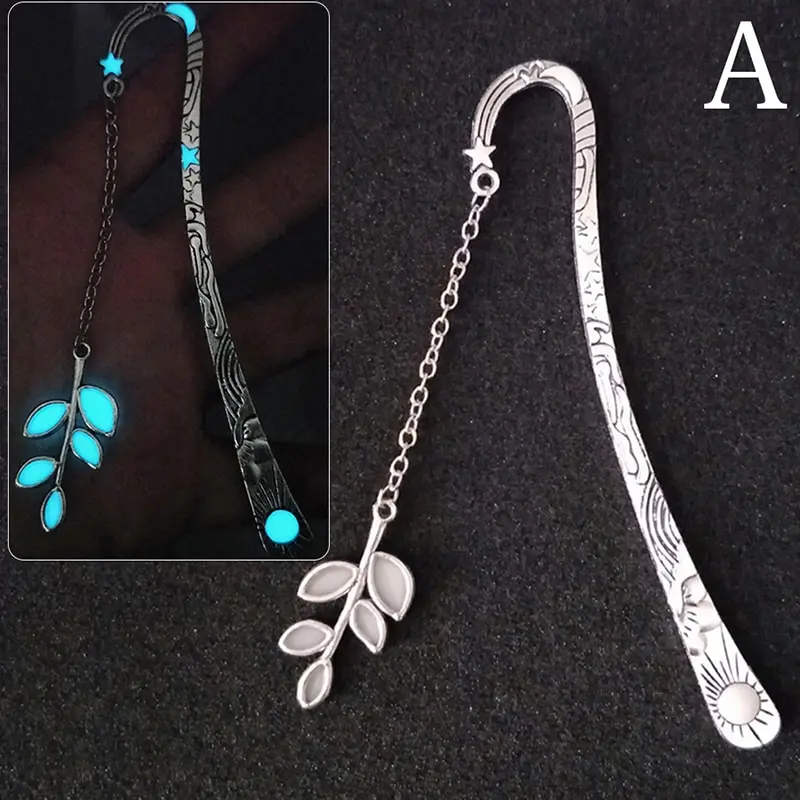 Luminous Bookmarks For Books Leaves Crown Label Read Maker Book Mark Stationery 3 Styles