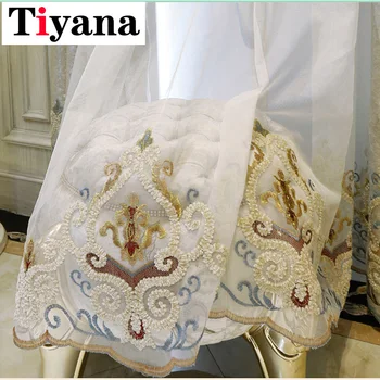 

Luxury Curtains for Living Room Modern Golden Window Curtain Bedroom European Embroidery Curtain Cloth Elegant Drapes P303X