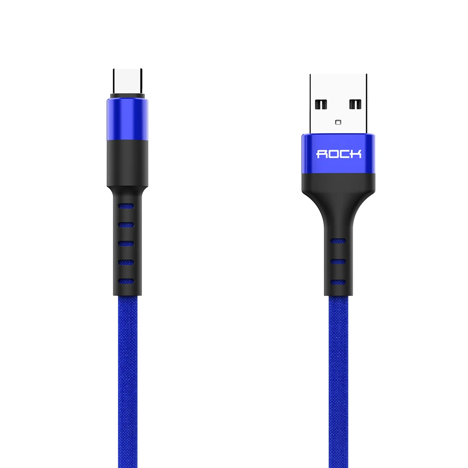 ROCK usb type-C кабель для samsung S9 S8 QC 3,0 Быстрая зарядка type-C провод для мобильного телефона USB C шнур для Xiaomi Redmi Note 7 8 10 - Цвет: Синий