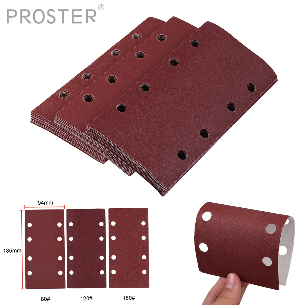 Proster 30 шт. для 1/3 перфорированных Шлифовальных Листов 93x190 мм наждачные Бумажные