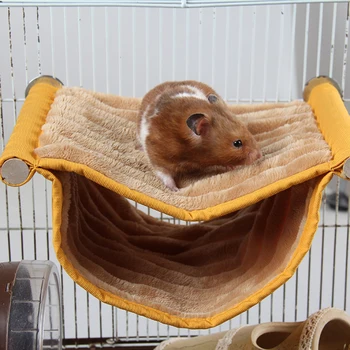 

Pet Hammock Two Layers Hanging Cage Bed Toys Soft Plush Fleece House Nest For Small Pets Squirrel Chinchilla Hammock