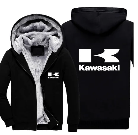 Зимнее пальто Kawasaki Moto с красным логотипом, мужские повседневные толстые теплые толстовки, мужская хлопковая куртка, повседневная мотоциклетная Толстовка P f - Цвет: 1