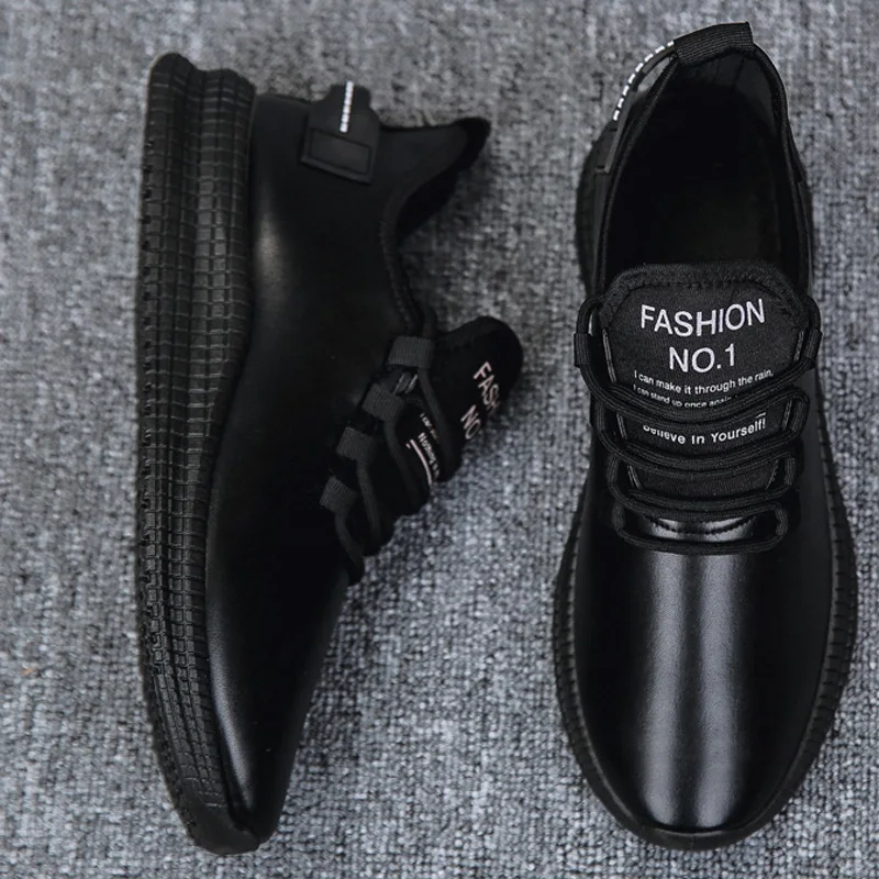 2020 NEW Autumn New Single Shoes PU Leather Youth Men Trainers Vulcanize Mesh Slip On Student Waterproof Travel | Обувь