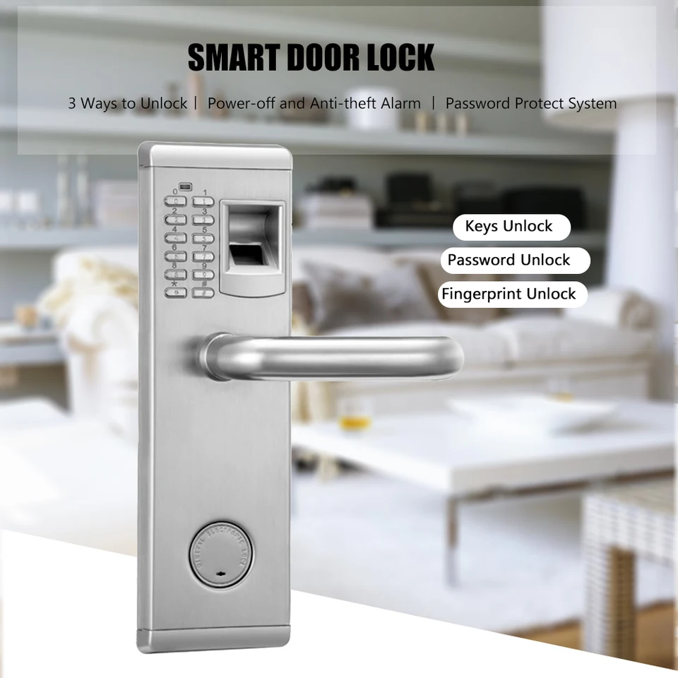 3in1fingerprint And Keyboard Keyless Lever Door Lock Electric Door