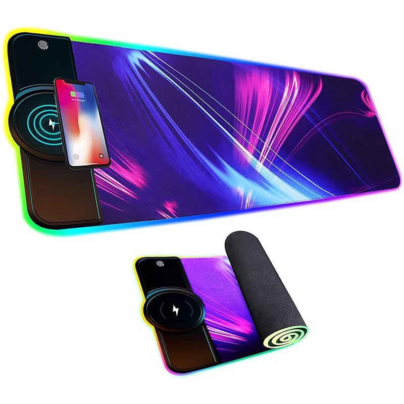 Cargador inalámbrico RGB Mouse Pad Msi xxl Grey 10W/7,5 W luminosa alfombrilla para ratón de Juegos de ordenador alfombrilla ratón PC alfombrilla de ratón para escritorio jugador