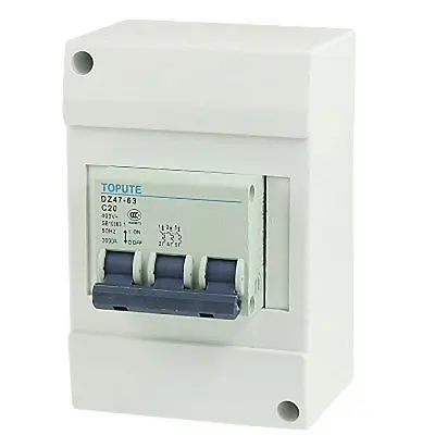 

AC 400V 20A ON/OFF Switch 3 Poles MCB Miniature Circuit Breaker w Case