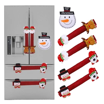 

4 Pcs Christmas Fridge Door Handle Covers Set & 1 Pcs Snowman Fridge Decal, Oven Microwave Dishwasher Door Handle Covers