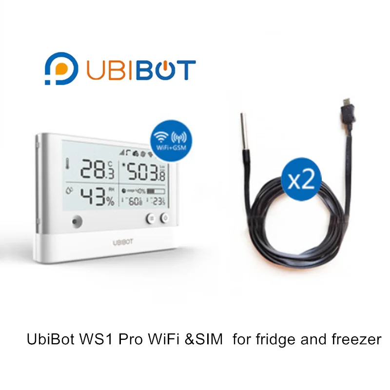 UbiBot WS1 Pro WiFi SIM комплект в холодное хранение холодильник и морозильник монитор температуры регистратор оповещения плоский кабель - Комплект: SIM 2 Probe