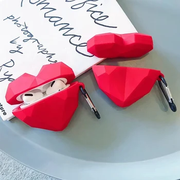 

For AirPods Pro Case Red love Wireless Bluetooth Headphones Protective Cover For AirPods Pro Case With Hook