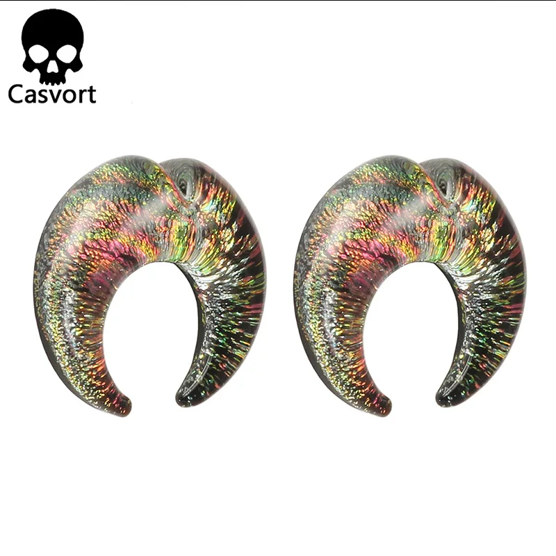 Casvort, 2 шт, цветные Сережки для пирсинга в форме полумесяца, Эспандеры для сережек, модный подарок для унисекс, ювелирные изделия для тела, продавать по паре - Окраска металла: style 3