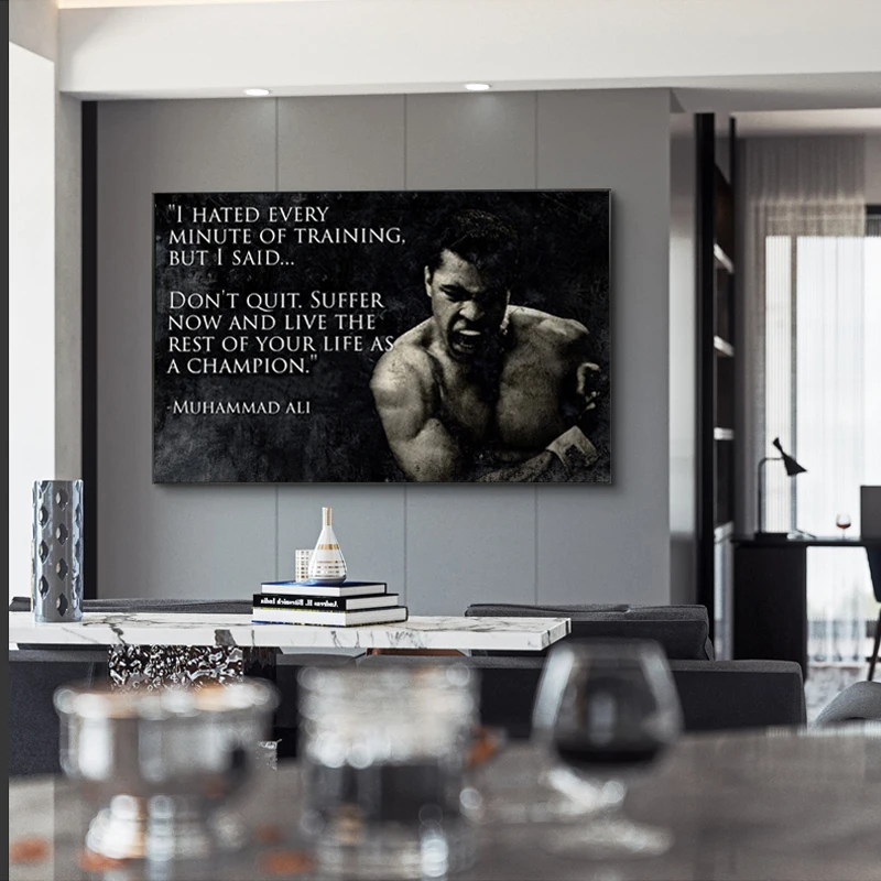 Muhammad Ali Motivational Quote Canvas Painting Inspirational Sport Posters and Prints Wall Art Picture for Living Room Decor