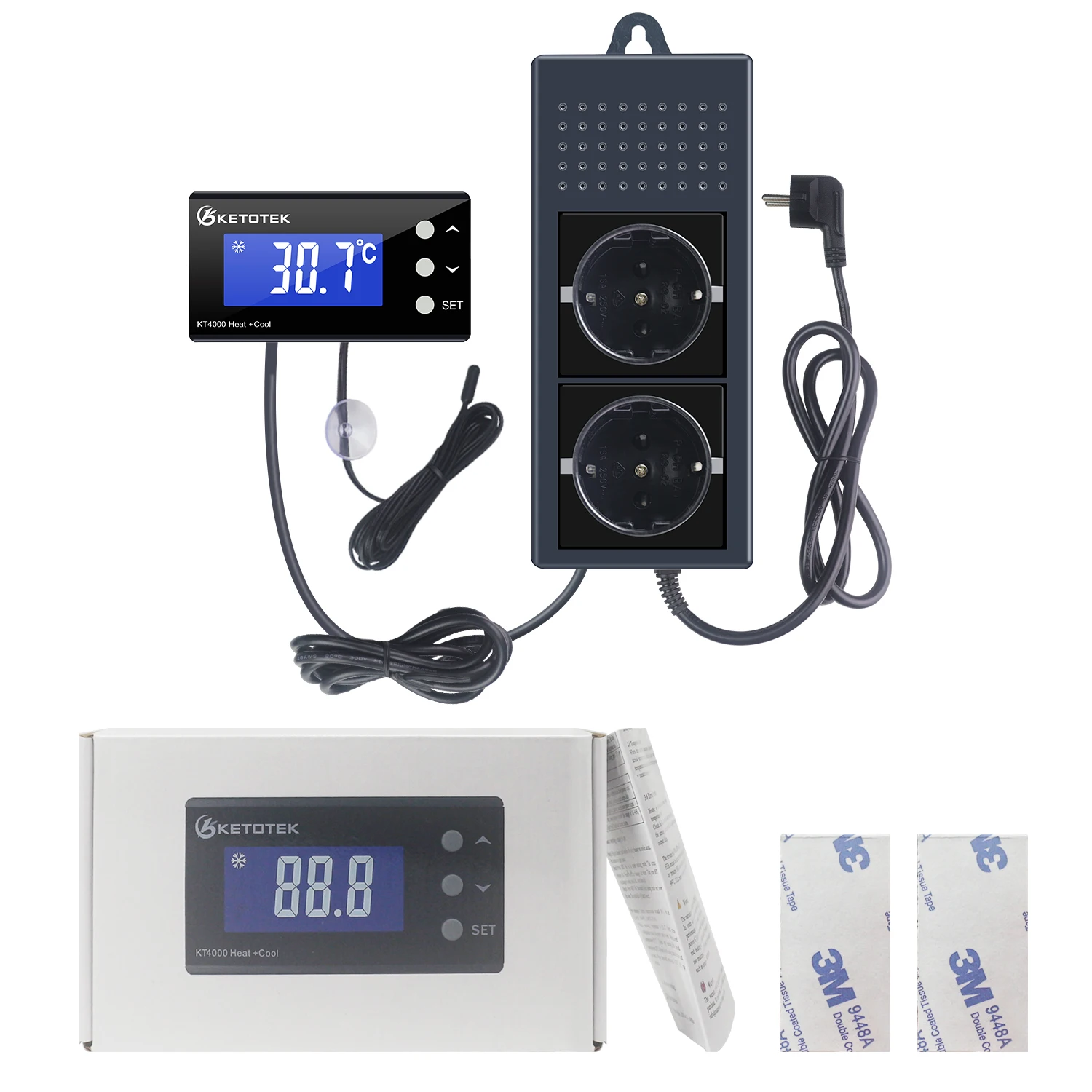 EU Plug Aquarium Thermometer Temperature Digital Controller Dual Probe