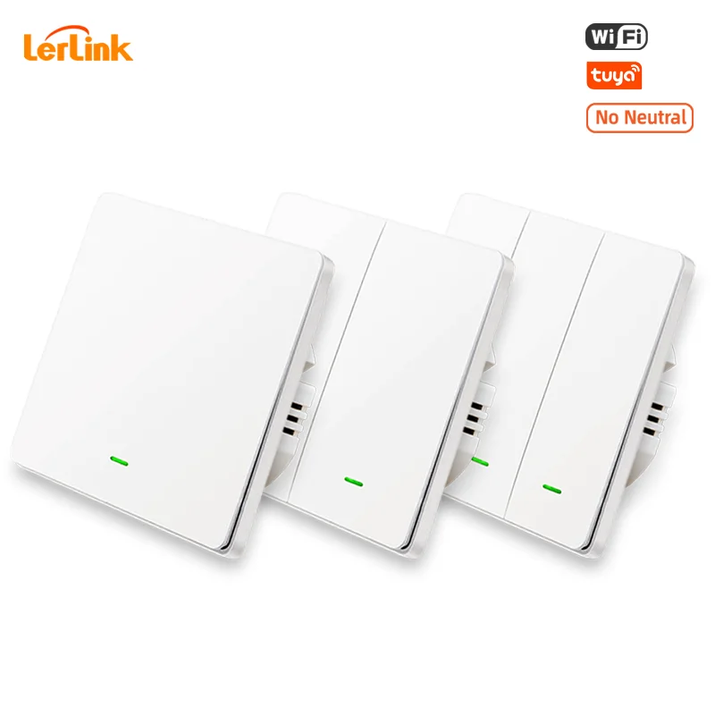 Умный настенный выключатель без нейтрального провода с Wi Fi 2/3 клавиши