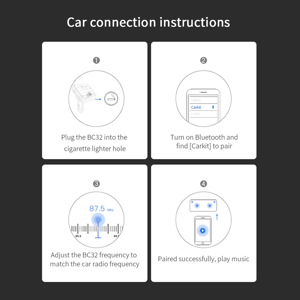 Автомобильный fm-передатчик Bluetooth беспроводной радио адаптер AUX MP3 плеер fm-модулятор с громкой связью двойной USB быстрое зарядное устройство