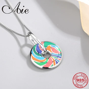 

DIY gift 925 Sterling Silver fashion exaggerated stripe pattern colourful Enamel fine Necklace Pendant Party Jewelry