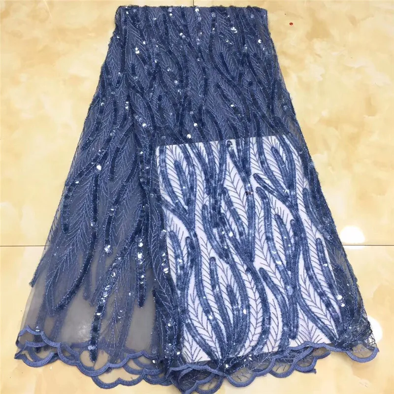 

Best Quality gold African Net Lace Fabric High Quality sequins Embroidery 2020 Nigerian French Tulle Mesh Lace For Wedding Party