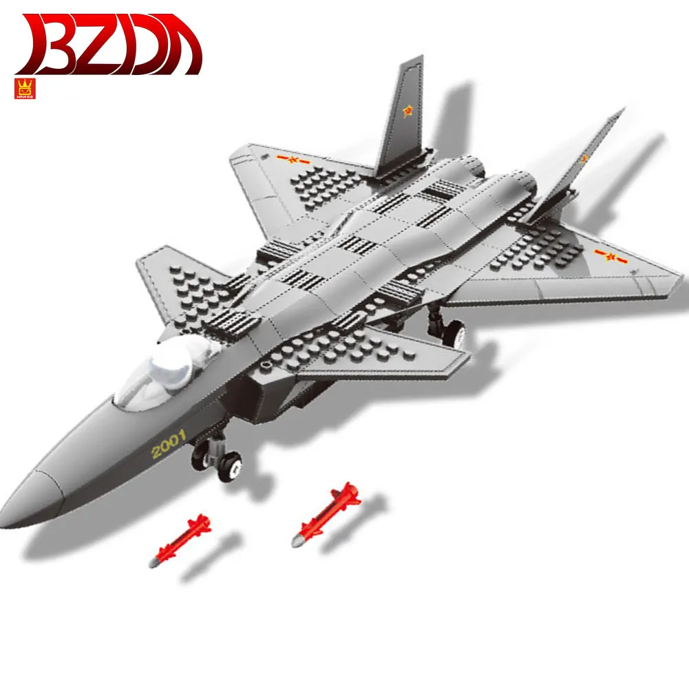 BZDA 286 шт. военные серии самолетов J20 строительные блоки стелс Истребитель модель