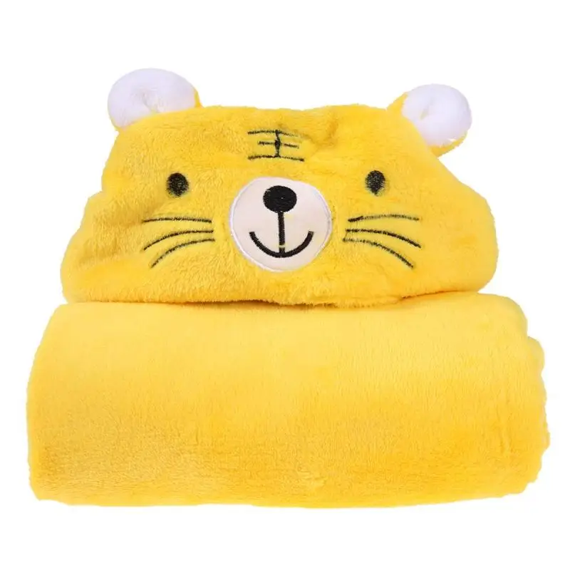 Банное полотенце с капюшоном для детей, Детский банный халат, милое полотенце с рисунком животных, детское одеяло, детский банный халат с капюшоном, банное полотенце для малышей - Цвет: yellow tiger