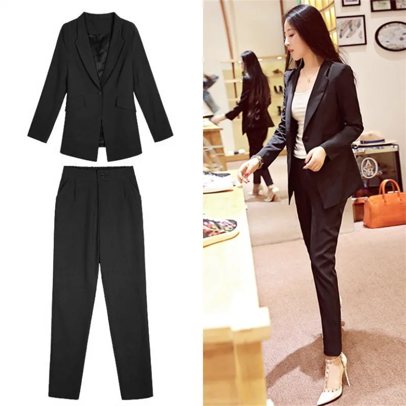 

2020 Spring and Autumn new female small suit jacket pants feet two sets of thin Slim temperament was thin women's clothing