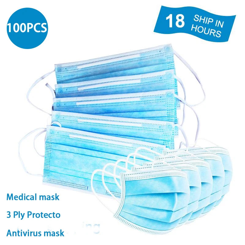 

CANLY Medical mask 100pcs Face-Mouth-Masks Surgical Non Woven 3 Ply Disposable Earloop Anti-virus Protective Masks