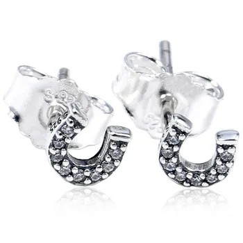 

Authentic 925 Sterling Silver Earring Sparkling My Lucky Horseshoe Earrings With Crystal For Women Wedding Gift Fine Jewelry