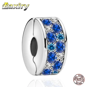 

2020 Sparkling Blue Clip Fit Charms Silver 925 Original Bracelets 925 Sterling Silver Beads Jewelry Making DIY Women