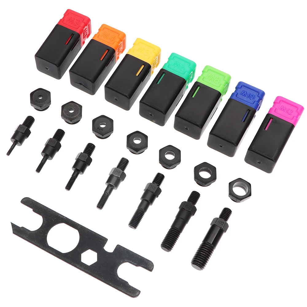 Hand Rivet Nut Gun Manual Riveters Nut Gun Set Insert Threaded Mandrels Riveting Rivnut Tool M3 M4 M5 M6 M8 M10 M12 Nuts Toolbox