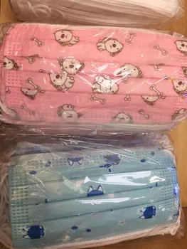 

dhl 100/200/500/1000pcs Kids Child Disposable Cartoon Mouth Mask 3 Layer Breathable Children's Mask Thick Warm Face masks