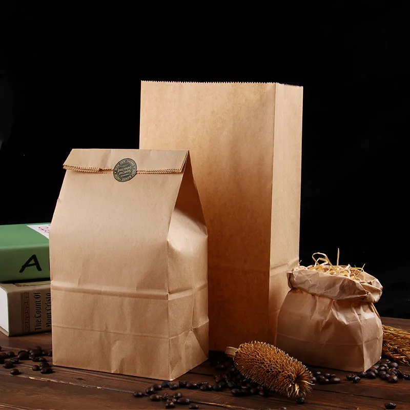 10/20pcs Brown Kraft Paper bag Gift Bags packing Biscuits Food bread Cookie Nuts Snack Baking Package Takeout Eco-friendly Bag66