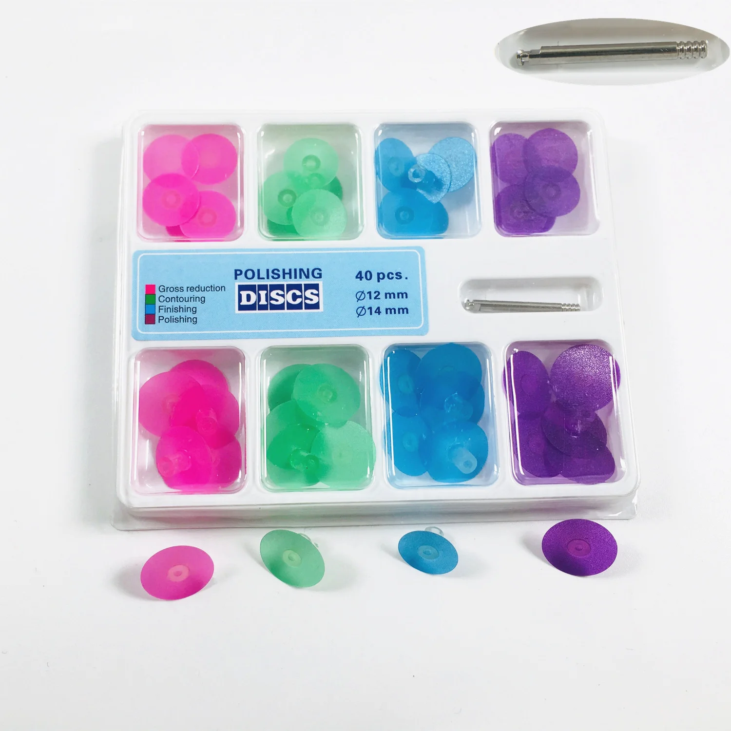 

1~50Boxes Dental Composite Veneer Shaping Polishing Rainbow Discs Wheel Mandrel 12mm/14mm