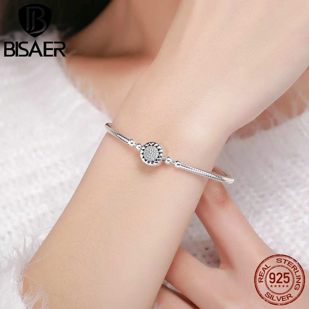 Женский браслет из серебра 2019 пробы с круглым змеиным плетением|charm bracelet|bracelet