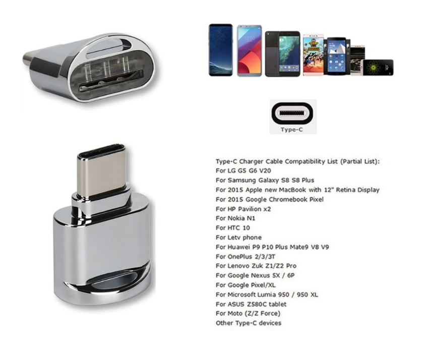 Сплав USB 3,1 Mirco USB Micro SD TF кард-ридер OTG адаптер для телефонов Android