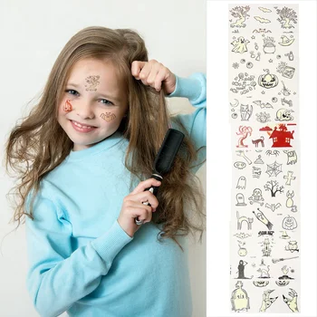 

6 Sheets Tattoo Sticker Safe Disposable Luminous Waterproof Halloween Decal Party Favors Temporary Tattoo Sticker