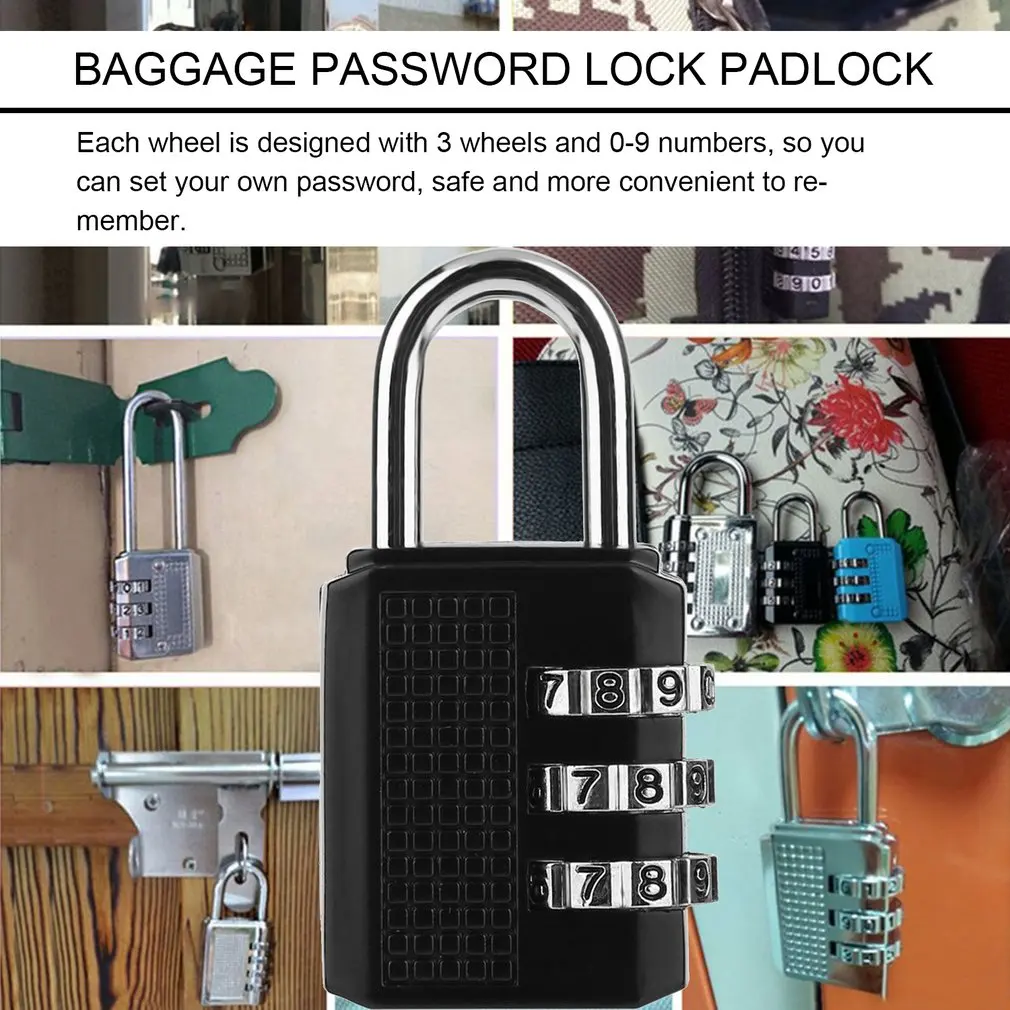 Mini Anti-theft Lock Zinc Alloy Security 3 Combination Multifunctional Code Lock Travel Suitcase Luggage Wardrobe Padlock