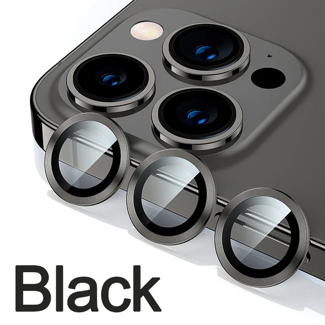 Diamond Glitter Camera Lens Protector On For iPhone 13 12 11 Pro Max Mini Metal Ring Lens Glass On iPhone 13 Pro Max Protective Black